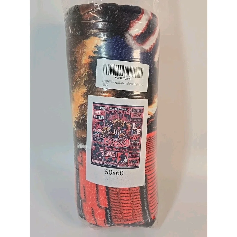 Chicago Football Throw Blanket True Fans 50X60